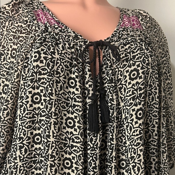 Free People Swing Dress Black Purple Midi Tassel Boho Peasant Hippie Small P - Picture 4 of 16